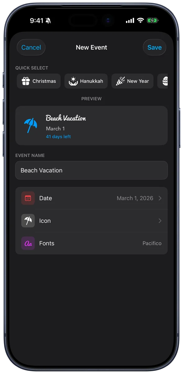 Calendar for Lockscreen screenshot 3 of 4, shown on iPhone