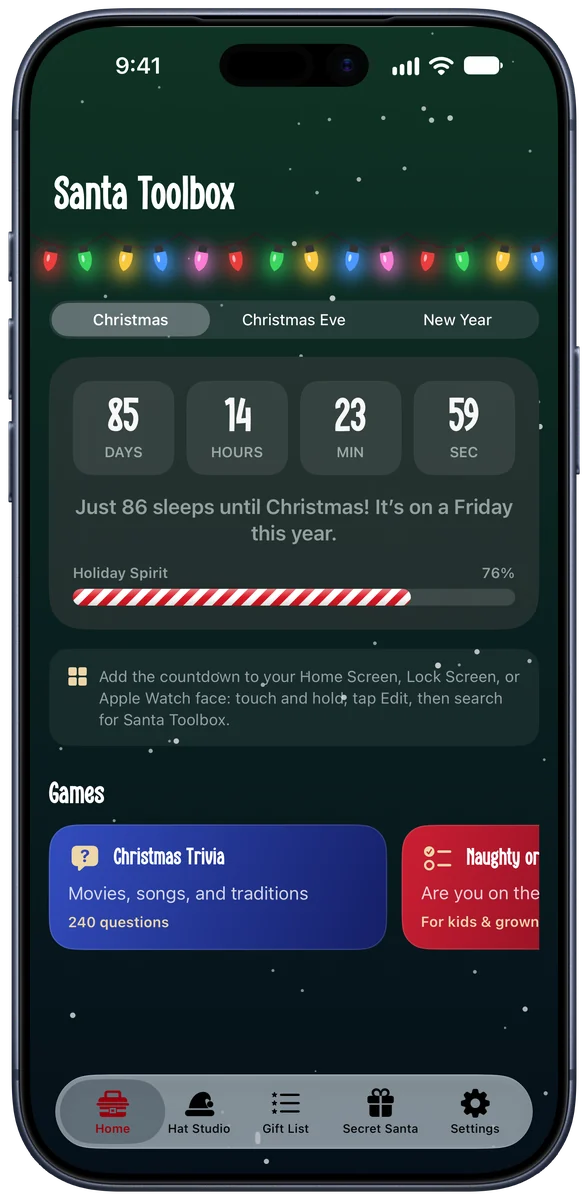 Santa Toolbox screenshot 1 of 5, shown on iPhone